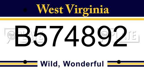 B574892 West Virginia License Plate