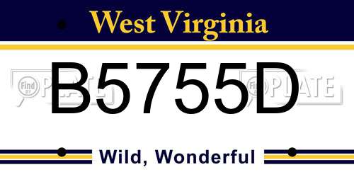 B5755D West Virginia License Plate