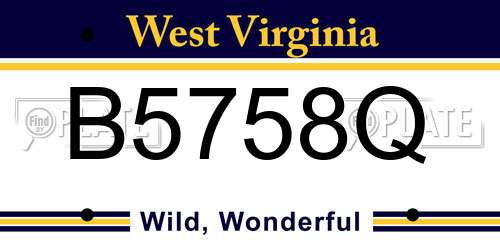 B5758Q West Virginia License Plate