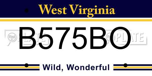 B575BO West Virginia License Plate