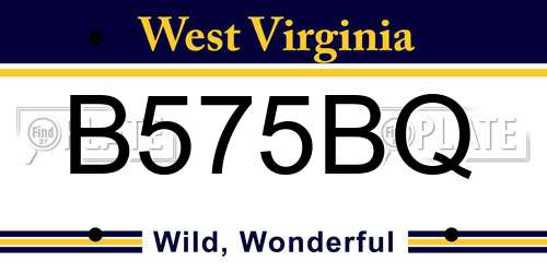 B575BQ West Virginia License Plate