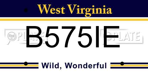 B575IE West Virginia License Plate
