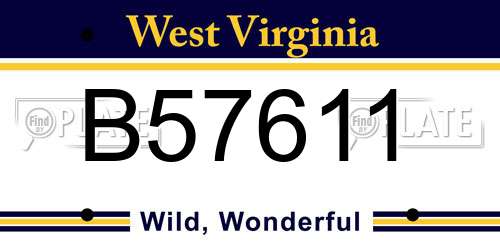 B57611 West Virginia License Plate