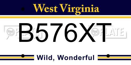 B576XT West Virginia License Plate
