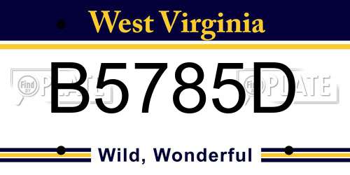 B5785D West Virginia License Plate