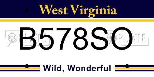 B578SO West Virginia License Plate