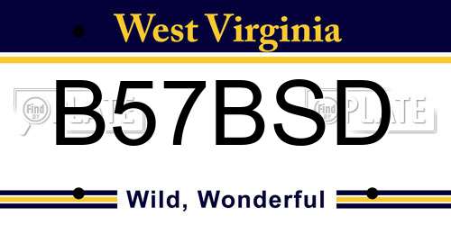 B57BSD West Virginia License Plate