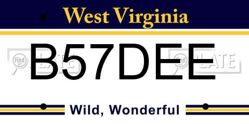 B57DEE West Virginia License Plate