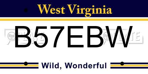 B57EBW West Virginia License Plate