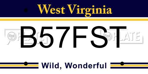 B57FST West Virginia License Plate