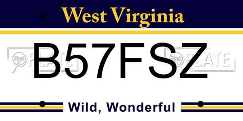 B57FSZ West Virginia License Plate