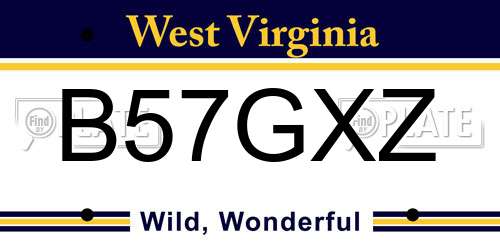 B57GXZ West Virginia License Plate