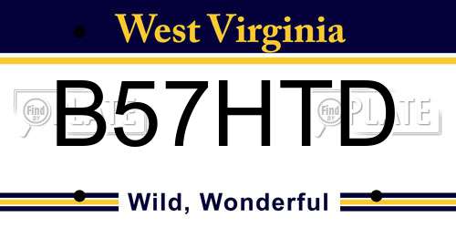 B57HTD West Virginia License Plate