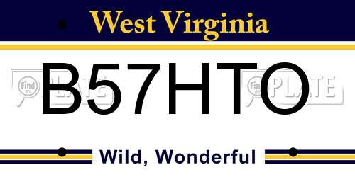 B57HTO West Virginia License Plate