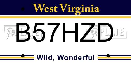 B57HZD West Virginia License Plate
