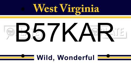 B57KAR West Virginia License Plate