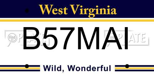 B57MAI West Virginia License Plate