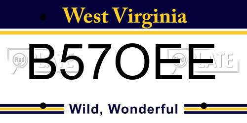 B57OEE West Virginia License Plate