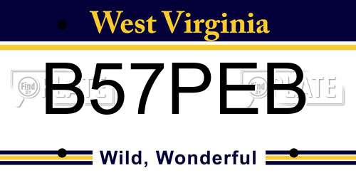B57PEB West Virginia License Plate