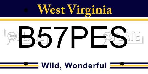 B57PES West Virginia License Plate