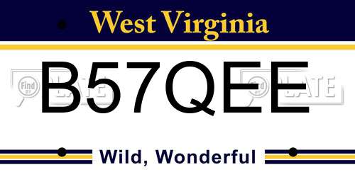 B57QEE West Virginia License Plate