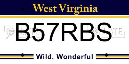 B57RBS West Virginia License Plate