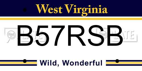 B57RSB West Virginia License Plate