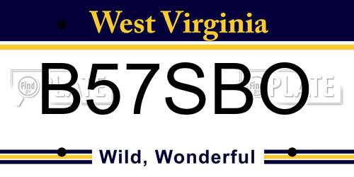B57SBO West Virginia License Plate