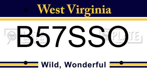 B57SSO West Virginia License Plate