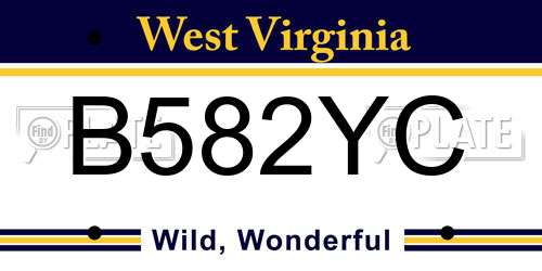 B582YC West Virginia License Plate