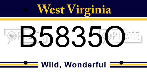 B5835O West Virginia License Plate