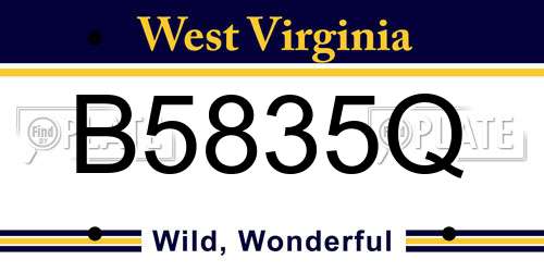 B5835Q West Virginia License Plate