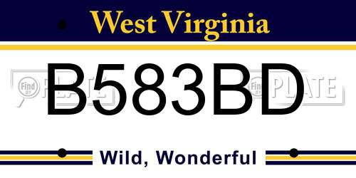B583BD West Virginia License Plate