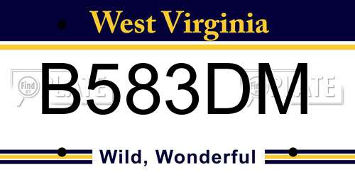 B583DM West Virginia License Plate