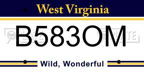 B583OM West Virginia License Plate