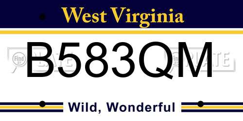 B583QM West Virginia License Plate