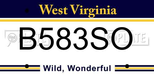 B583SO West Virginia License Plate