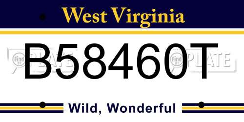 B58460T West Virginia License Plate