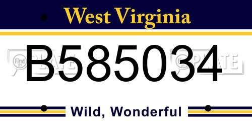B585034 West Virginia License Plate