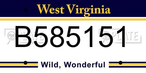B585151 West Virginia License Plate