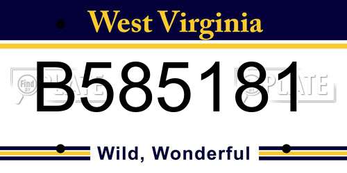 B585181 West Virginia License Plate