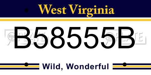 B58555B West Virginia License Plate