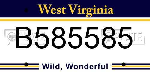 B585585 West Virginia License Plate