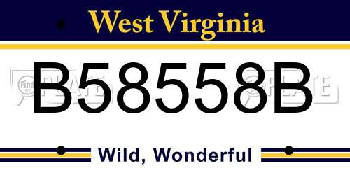 B58558B West Virginia License Plate