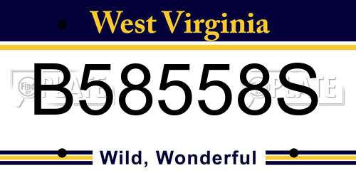 B58558S West Virginia License Plate
