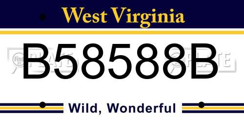 B58588B West Virginia License Plate