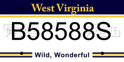 B58588S West Virginia License Plate