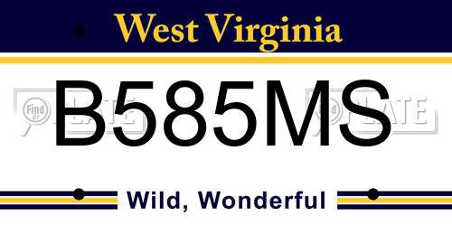 B585MS West Virginia License Plate