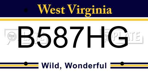 B587HG West Virginia License Plate