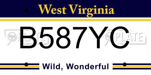 B587YC West Virginia License Plate